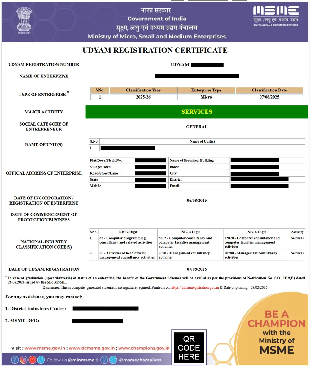 Udyam Registration Certificate